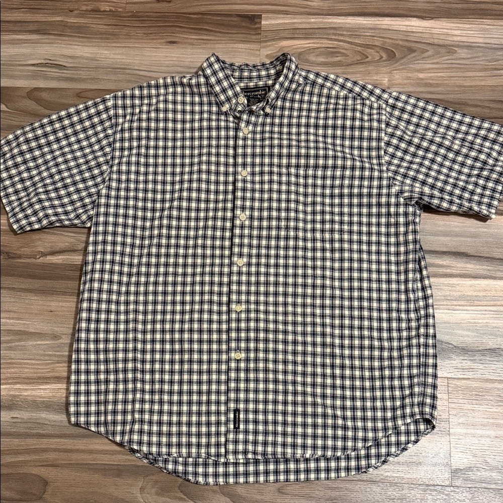 Vintage Abercrombie & Fitch Shirt Men’s Sz. L Black Plaid S/S Casual Y2K Preppy